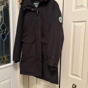 Black Parka with Fur Trim Hood